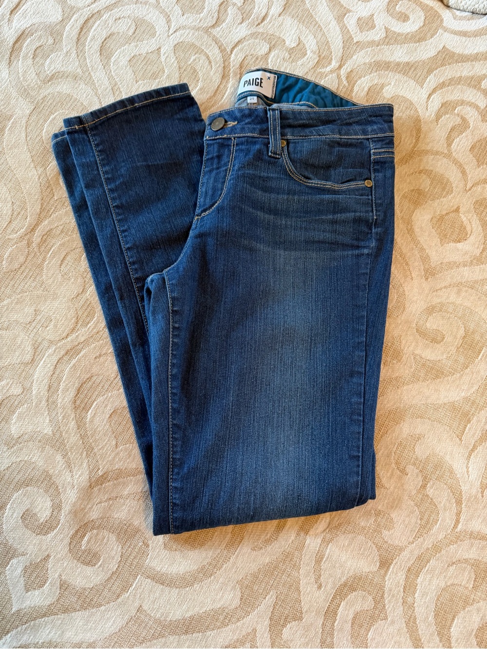PAIGE Skyline Ankle Peg Jeans 29 Medium Wash Stretch Denim - Picture 14 of 14